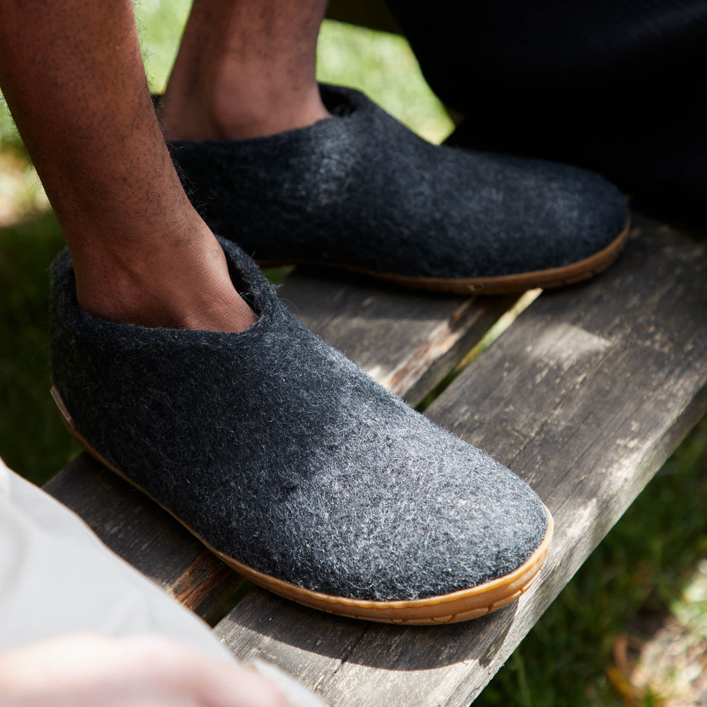 Glerups Rubber Sole Shoe Slippers- Charcoal