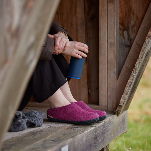 glerups Slip-on with natural rubber sole - black Slip-on with rubber sole Cranberry