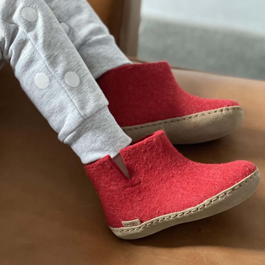 glerups Boot junior Boot with leather sole Red